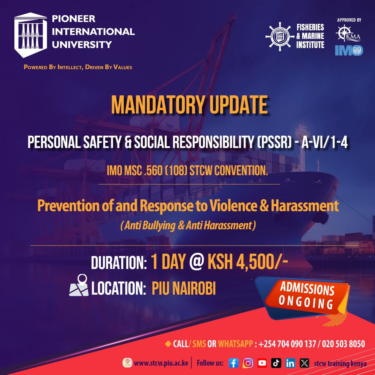 Mandatory STCW Training & PSSR Update in Kenya